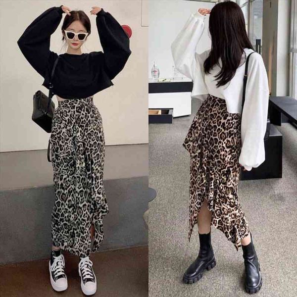 skirts korean chic vintage high waist irregular leopard print skirt women casual mid length faldas mujer moda spring summer, Black
skirts korean chic vintage high waist irregular leopard print skirt women casual mid length faldas mujer moda spring summer, Black