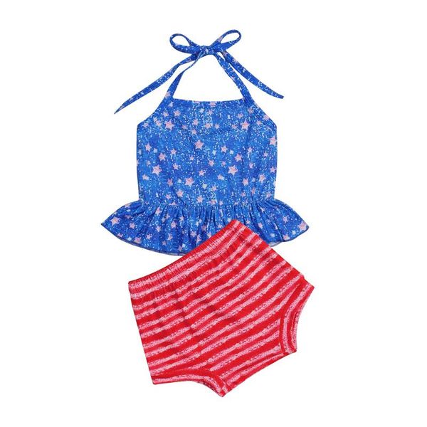 clothing sets 2pcs independence day girls outfit, toddlers summer star printing hanging neck sleeveless suspender + striped shorts, White
clothing sets 2pcs independence day girls outfit, toddlers summer star printing hanging neck sleeveless suspender + striped shorts, White