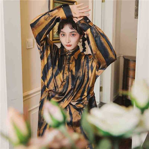 women's two piece pants amber pattern oversized shirt fall women clothing long sleeve and blouse brown designer c545, White
women's two piece pants amber pattern oversized shirt fall women clothing long sleeve and blouse brown designer c545, White