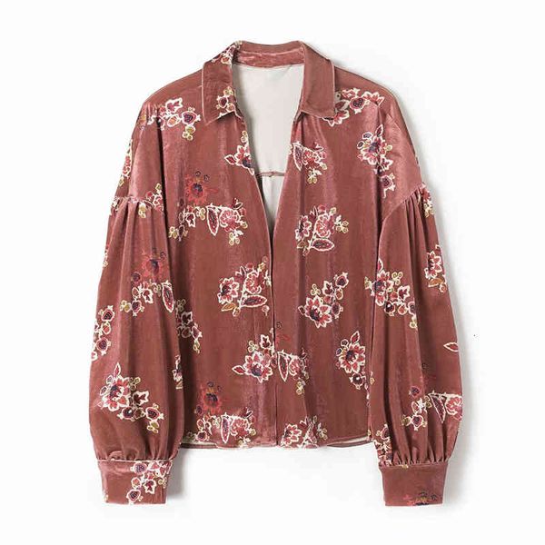 women's knits & tees causal women floral print veet shirts fashion ladies turn down collar elegant female streetwear soft thi, White
women's knits & tees causal women floral print veet shirts fashion ladies turn down collar elegant female streetwear soft thi, White