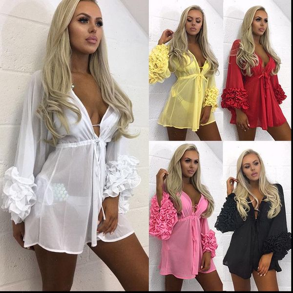 summer beach mini womens dress long puff sleeve bikini cover up tunic pareo sarong swimwear mesh sundress robe, Black;gray
summer beach mini womens dress long puff sleeve bikini cover up tunic pareo sarong swimwear mesh sundress robe, Black;gray
