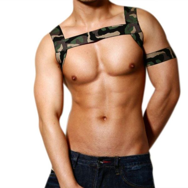 bras sets 652f mens shoulder strap chest harness lingerie camouflage printed elastic halter belt muscle support brace with arm band, Red;black
bras sets 652f mens shoulder strap chest harness lingerie camouflage printed elastic halter belt muscle support brace with arm band, Red;black