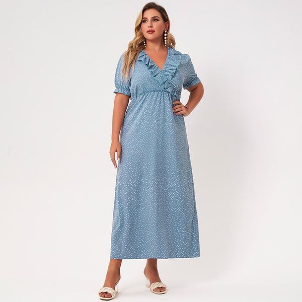 plus size dresses summer dress women 2021 light blue wave point v-neck short ruffle loose casual elegant sweet party long, Black
plus size dresses summer dress women 2021 light blue wave point v-neck short ruffle loose casual elegant sweet party long, Black