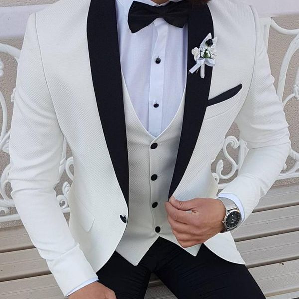 white groom tuxedo for wedding with black shawl lapel slim fit men suits 3 piece male fashion jacket vest pants latest coat men's & bla, White;black
white groom tuxedo for wedding with black shawl lapel slim fit men suits 3 piece male fashion jacket vest pants latest coat men's & bla, White;black