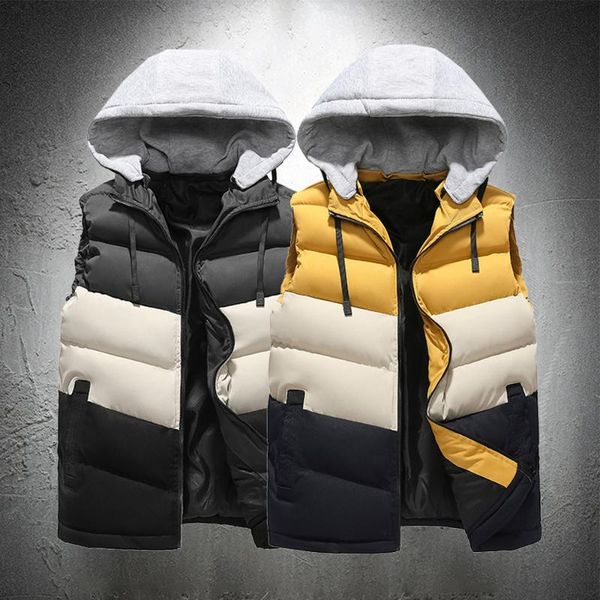 men's vests 2021 men clothing hooded vest jacket autumn cotton padded waistcoat sleeveless colorblock designed big size m-7xl, Black;white
men's vests 2021 men clothing hooded vest jacket autumn cotton padded waistcoat sleeveless colorblock designed big size m-7xl, Black;white