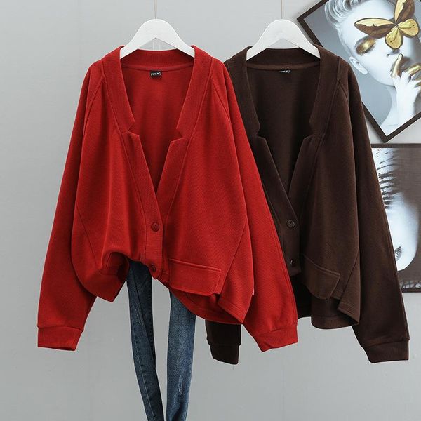women's knits & tees 2021autumn oversize loose slim stretch sweater korean casual lazy style v-neck simple solid color women jacket, White
women's knits & tees 2021autumn oversize loose slim stretch sweater korean casual lazy style v-neck simple solid color women jacket, White