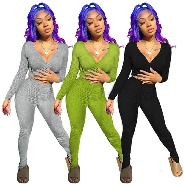 women's two piece pants fall 2021 sports casual stretch suit cross v-neck short t-shirt tight hip trousers pleated feature two-piece se, White
women's two piece pants fall 2021 sports casual stretch suit cross v-neck short t-shirt tight hip trousers pleated feature two-piece se, White