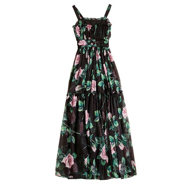 casual dresses 2021 summer runway ruffles rose floral print dress women floor-length spaghetti straps sundress bohemian long maxi robe, Black;gray
casual dresses 2021 summer runway ruffles rose floral print dress women floor-length spaghetti straps sundress bohemian long maxi robe, Black;gray