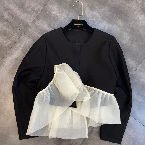 women's jackets zcsmll summer autumn round neck long sleeve contrast color patchwork ruffled ins niche coat thin and trendy 2021 tide, Black;brown
women's jackets zcsmll summer autumn round neck long sleeve contrast color patchwork ruffled ins niche coat thin and trendy 2021 tide, Black;brown