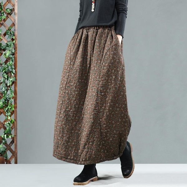skirts women's vintage warm thick cotton linen flower winter skirt femme robe, Black
skirts women's vintage warm thick cotton linen flower winter skirt femme robe, Black