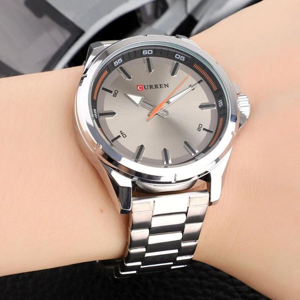 wristwatches curren watch men quartz mens wrist watches silver stainless steel band casual male clock relogio masculino, Slivery;brown
wristwatches curren watch men quartz mens wrist watches silver stainless steel band casual male clock relogio masculino, Slivery;brown