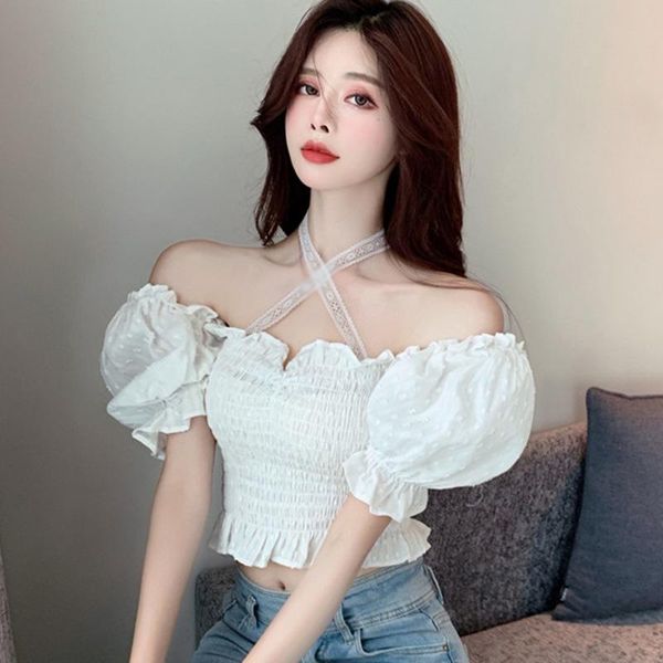 women's blouses & shirts jlong women lace hanging neck slim shirt short sleeve ladies blouse summer bubble, White
women's blouses & shirts jlong women lace hanging neck slim shirt short sleeve ladies blouse summer bubble, White