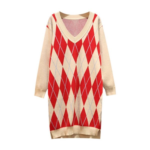 women's sweaters plaid sweater autumn spring female knitted dresses loose plus size ladies pullover casual femme vestido d88, White;black
women's sweaters plaid sweater autumn spring female knitted dresses loose plus size ladies pullover casual femme vestido d88, White;black