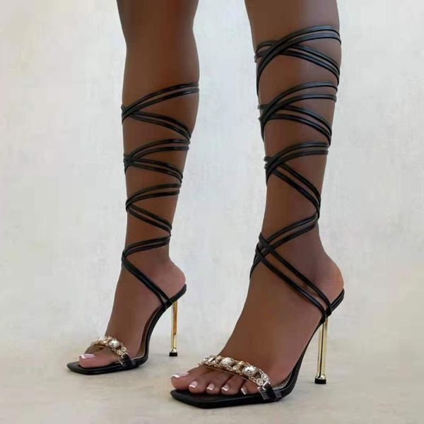sandals rhinestonetransparent women narrow band square toe thin high heels cross-tie gladiator shoes ladies party dress, Black
sandals rhinestonetransparent women narrow band square toe thin high heels cross-tie gladiator shoes ladies party dress, Black