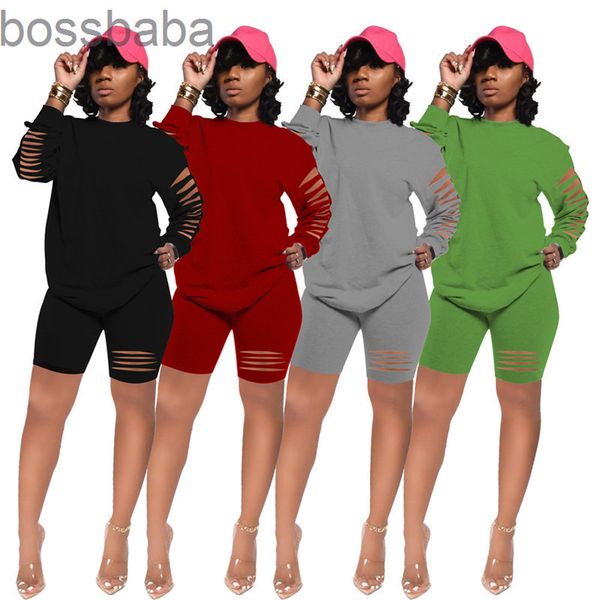women's tracksuits women tracksuit hole solid crew neck long sleeve loose short pants set spring summer plus size clothes 815 09l5, Gray
women's tracksuits women tracksuit hole solid crew neck long sleeve loose short pants set spring summer plus size clothes 815 09l5, Gray