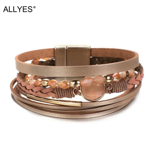 tennis allyes crystal beads charm leather bracelet for women magnetic clasp multilayer bohemian braided wrap bracelets jewelry, Golden;silver
tennis allyes crystal beads charm leather bracelet for women magnetic clasp multilayer bohemian braided wrap bracelets jewelry, Golden;silver