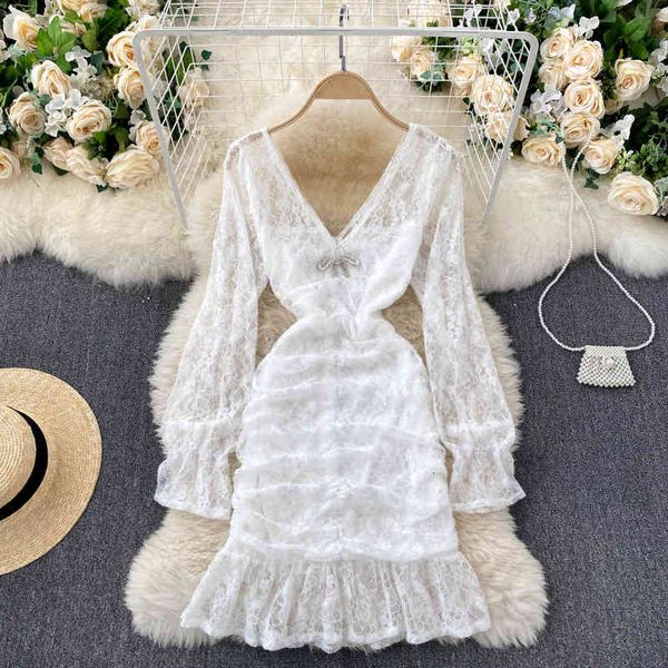 two piece dress foamlina hollow out floral lace mini deep v-neck full sleeve high waist slim ruched ruffles party club robe i, White
two piece dress foamlina hollow out floral lace mini deep v-neck full sleeve high waist slim ruched ruffles party club robe i, White