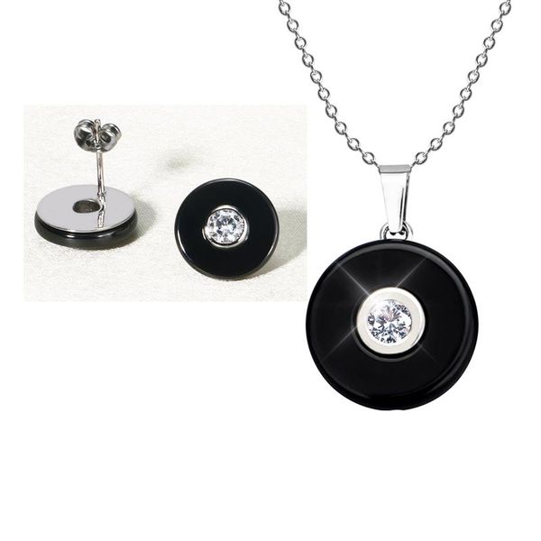 earrings & necklace simple style round ceramic crystal pendant stud set black white elegant jewelry women valentine gifts, Silver
earrings & necklace simple style round ceramic crystal pendant stud set black white elegant jewelry women valentine gifts, Silver