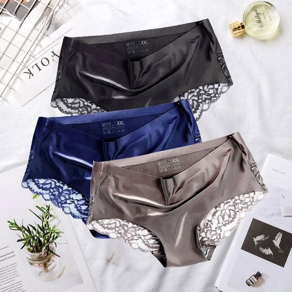 women's panties 3 pcs/set for women lace silk seamless underwear woman plus size briefs ladies panty underware lingerie majtki xxl, Black;pink
women's panties 3 pcs/set for women lace silk seamless underwear woman plus size briefs ladies panty underware lingerie majtki xxl, Black;pink