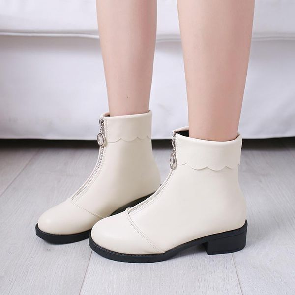 boots 2021 leather autumn women's fashion black zipper ankle elastic motorcycle shoes