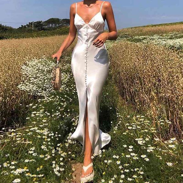 two piece dress women satin sling cami v-neck high waist split bodycon elegant lady long party evening luxury outfits 64gk, White 
two piece dress women satin sling cami v-neck high waist split bodycon elegant lady long party evening luxury outfits 64gk, White