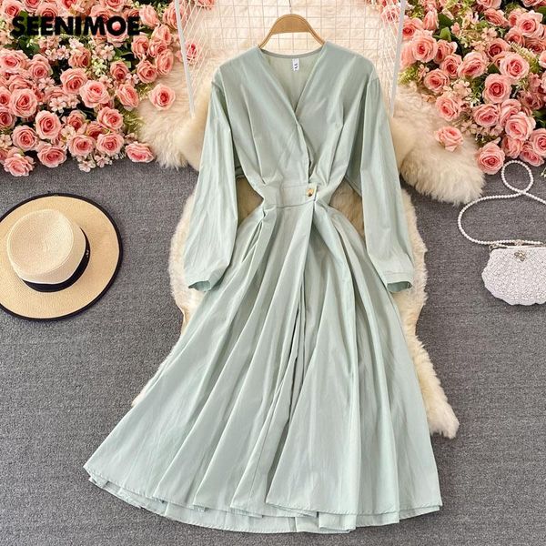 casual dresses seenimoe 2021 fashion vintage dress women deep v romantic solid tunic long sleeve elegant high waist midi evening, Black;gray
casual dresses seenimoe 2021 fashion vintage dress women deep v romantic solid tunic long sleeve elegant high waist midi evening, Black;gray