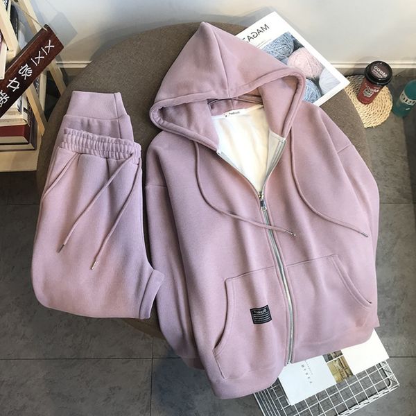 autumn and winter new plush thickened hoodie women's suit damp warm korean loose sports leisure two-piece set, Gray
autumn and winter new plush thickened hoodie women's suit damp warm korean loose sports leisure two-piece set, Gray