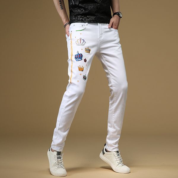 men's jeans hombre painted white pant mens fashion brand vaqueros skinny homme slim men moda 2021 spring 9zc4, Blue
men's jeans hombre painted white pant mens fashion brand vaqueros skinny homme slim men moda 2021 spring 9zc4, Blue