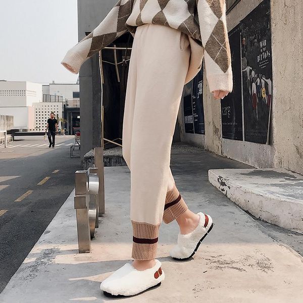 women's pants & capris autumn winter women straight knitted high-waist stretch ankle-length trousers female casual pantalon femme 2021, Black;white
women's pants & capris autumn winter women straight knitted high-waist stretch ankle-length trousers female casual pantalon femme 2021, Black;white