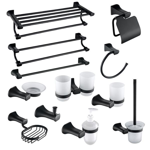 stainless steel bathroom accessories set, towel rack, bathrobe hook, paper holder, matte black bath accessory set
stainless steel bathroom accessories set, towel rack, bathrobe hook, paper holder, matte black bath accessory set