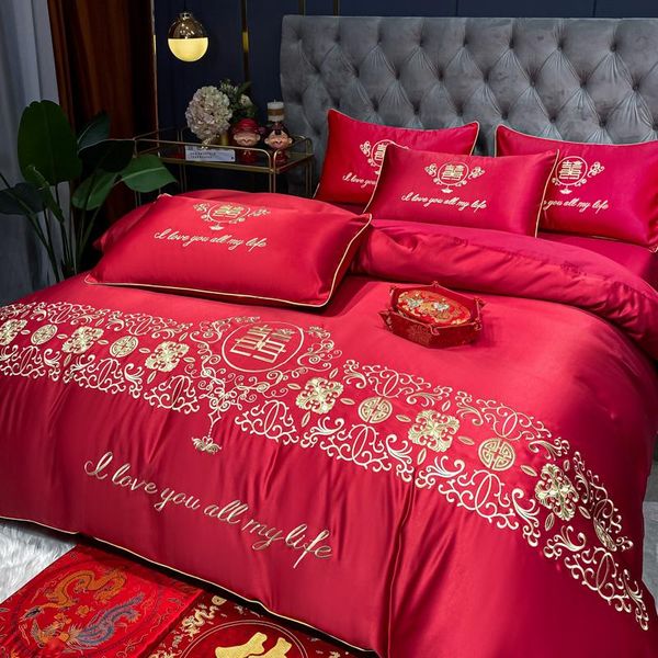 bedding sets high grade embroidered traditional wedding red four piece set pure cotton scarlet 1 quilt cover bed sheet 2 pillowcase
bedding sets high grade embroidered traditional wedding red four piece set pure cotton scarlet 1 quilt cover bed sheet 2 pillowcase