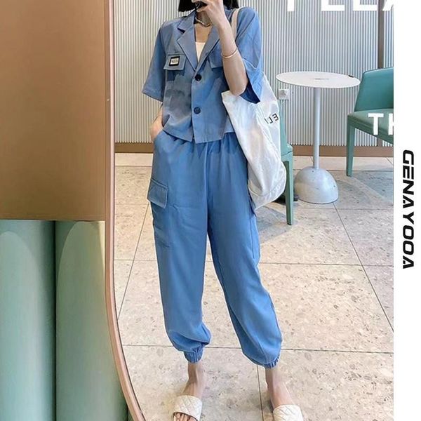 genayooa summer women two piece suits casual loose tracksuit short sleeve set and pants korean style women's, White
genayooa summer women two piece suits casual loose tracksuit short sleeve set and pants korean style women's, White