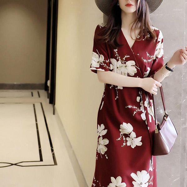 women's wool & blends v-neck lace up chiffon dress summer 2021 french medium length floral, Black
women's wool & blends v-neck lace up chiffon dress summer 2021 french medium length floral, Black