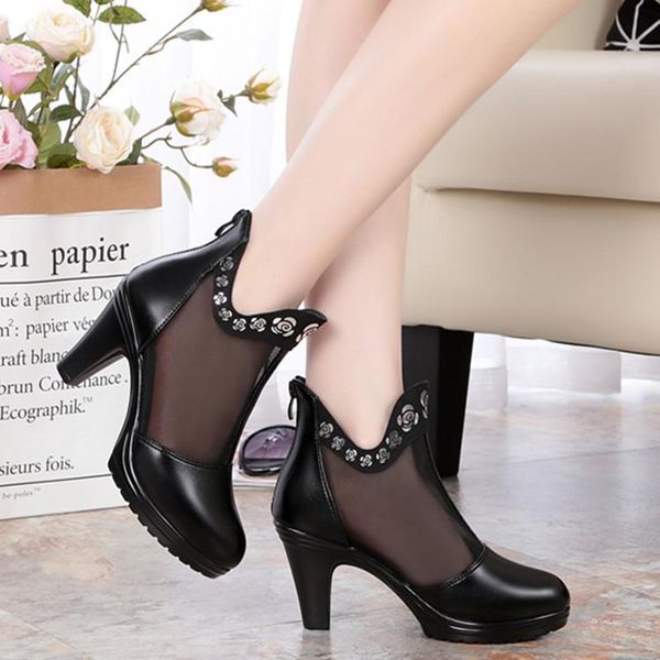 summer genuine leather mesh female sandals business dress women fashion high heels spring woman boots, Black
summer genuine leather mesh female sandals business dress women fashion high heels spring woman boots, Black