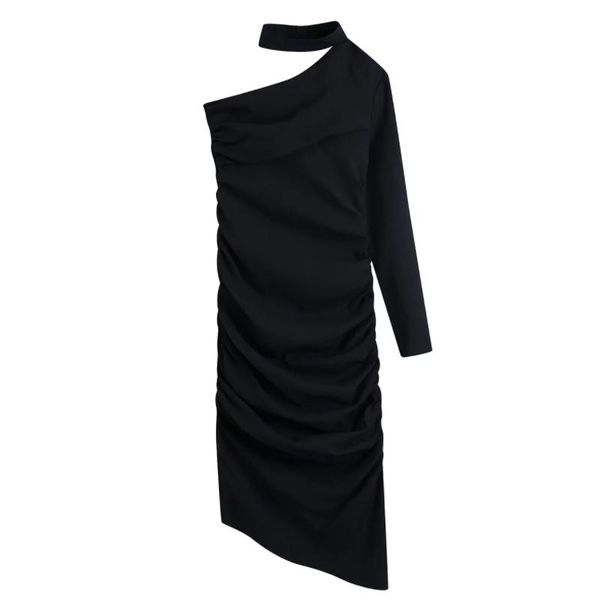 casual dresses women black single shoulder pleated dress female long sleeve clothes lady loose vestido d8835, Black;gray
casual dresses women black single shoulder pleated dress female long sleeve clothes lady loose vestido d8835, Black;gray