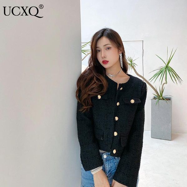 women's wool & blends ucxq woman tweed jacket black solid single breasted pockets o collar long sleeve wild french ladies style 2021 au
women's wool & blends ucxq woman tweed jacket black solid single breasted pockets o collar long sleeve wild french ladies style 2021 au