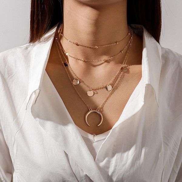 chains vintage multilayer pendant necklace women gold color moon star horn crescent choker necklaces jewelry female gifts, Silver
chains vintage multilayer pendant necklace women gold color moon star horn crescent choker necklaces jewelry female gifts, Silver