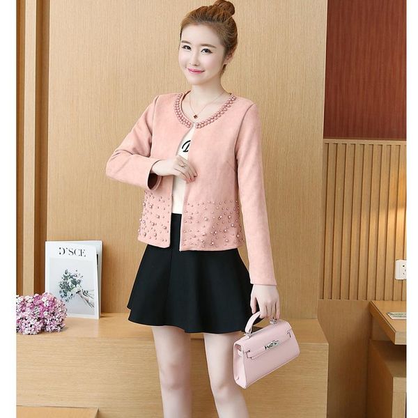 women's jackets fashion women short jacket spring autumn suede suit long-sleeve o neck beaded zipper coat slim female outwear, Black;brown
women's jackets fashion women short jacket spring autumn suede suit long-sleeve o neck beaded zipper coat slim female outwear, Black;brown