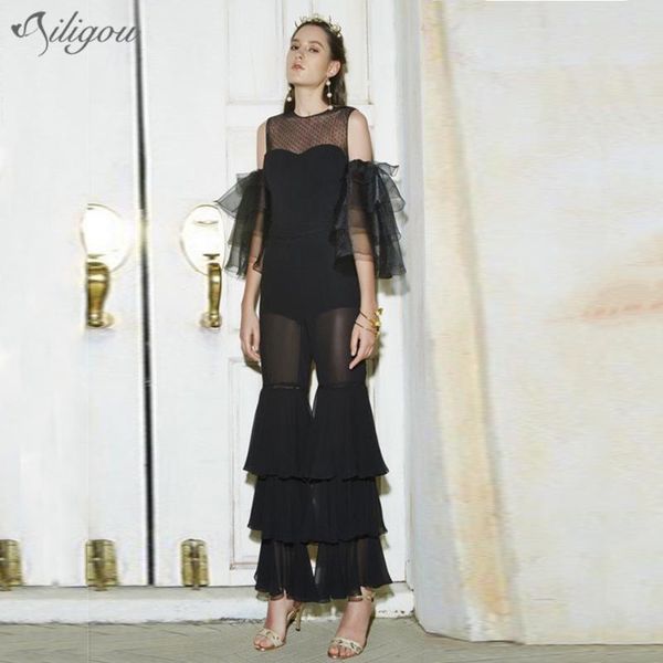 women's jumpsuits & rompers ailigou lace hollow bandage jumpsuit sleeveless backless black overalls 2021 summer trumpet ruffled, Black;white
women's jumpsuits & rompers ailigou lace hollow bandage jumpsuit sleeveless backless black overalls 2021 summer trumpet ruffled, Black;white