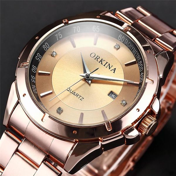 wristwatches orkina brand fashion design rose golden case and band men's analog quartz watch reloj male, Slivery;brown
wristwatches orkina brand fashion design rose golden case and band men's analog quartz watch reloj male, Slivery;brown