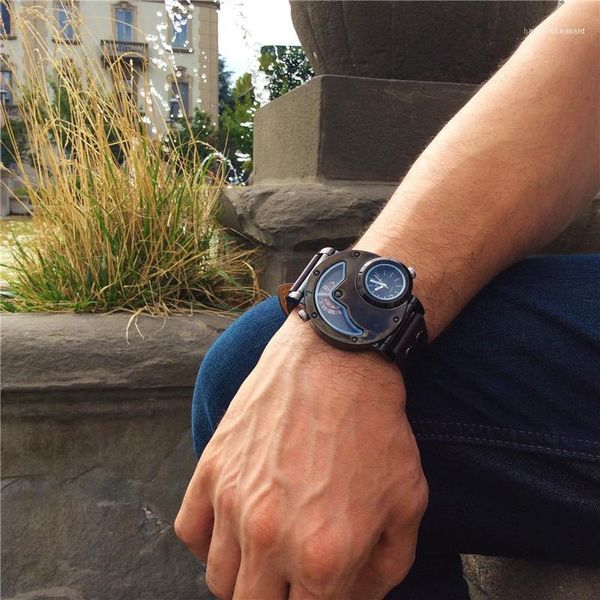 wristwatches oulm hp9591 black case two time zone watches for men unique design male quartz wristwatch casual men's sport watch1, Slivery;brown
wristwatches oulm hp9591 black case two time zone watches for men unique design male quartz wristwatch casual men's sport watch1, Slivery;brown