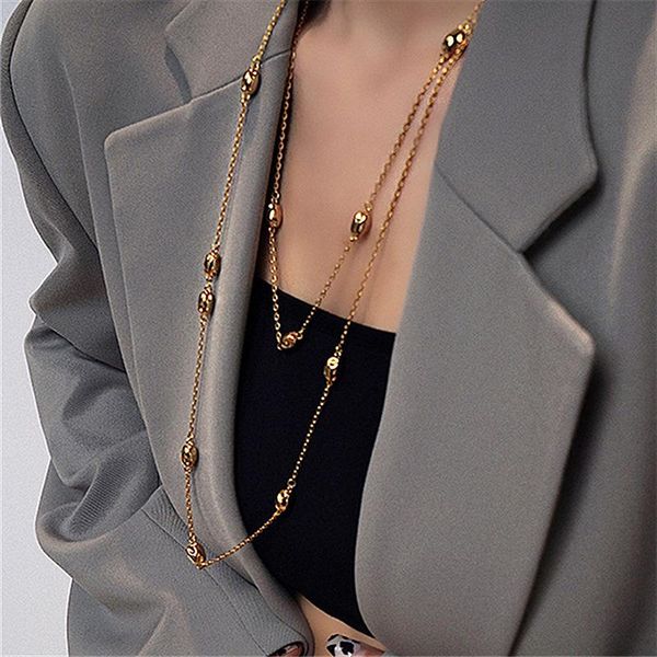 chains 2021 europe and america metal ball long personality gold color charm necklaces for women fashion double layer necklace, Silver
chains 2021 europe and america metal ball long personality gold color charm necklaces for women fashion double layer necklace, Silver