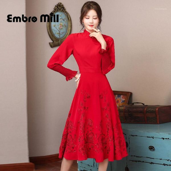 casual dresses spring solid color embroidery dress women's single-breasted high waist long sleeve elegant chinese style red s-2xl, Black;gray
casual dresses spring solid color embroidery dress women's single-breasted high waist long sleeve elegant chinese style red s-2xl, Black;gray