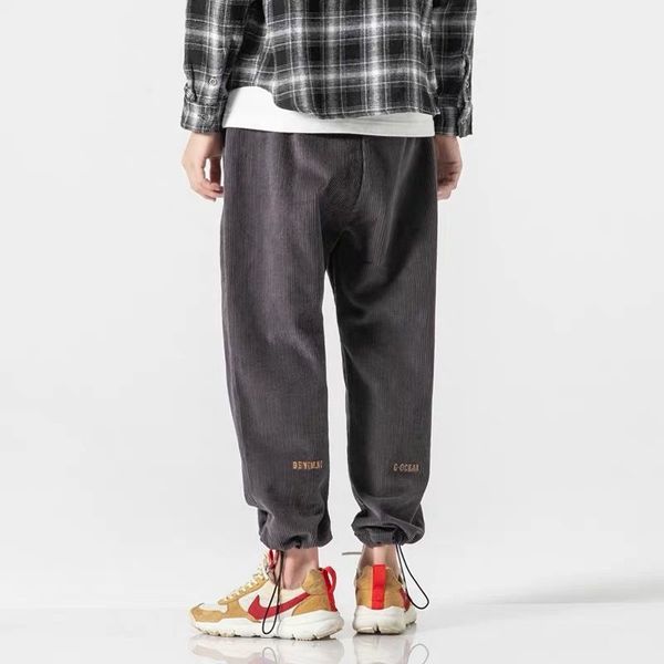 casual cargo pants loose corduroy retro chic ankle-length leisure mens korean style adjustable bundle all-match elastic waist, Black
casual cargo pants loose corduroy retro chic ankle-length leisure mens korean style adjustable bundle all-match elastic waist, Black