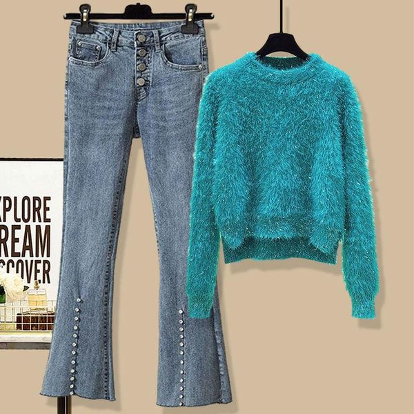 Women's Two Piece Pants Women 2021 Autumn Winter Sets Female Thick Warm Sweater Tops Ladies High Waist Slim Flare Jeans Suits P204, White
Women's Two Piece Pants Women 2021 Autumn Winter Sets Female Thick Warm Sweater Tops Ladies High Waist Slim Flare Jeans Suits P204, White