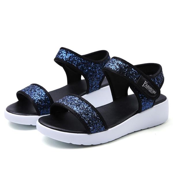 sandals women summer genuine cow leather rubber outsole beach leisure female footwear lady shoes, Black