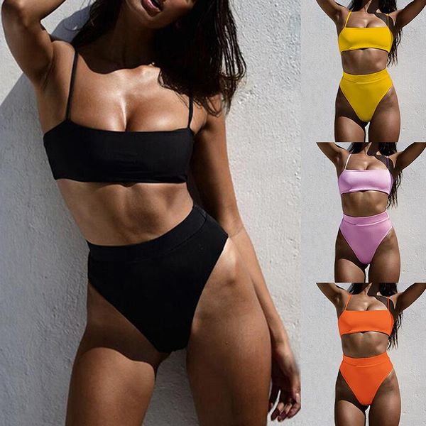 women's swimwear bikinis solid push up bikini 2021 padded bra straps high waist swimsuit female women biquini, White;black
women's swimwear bikinis solid push up bikini 2021 padded bra straps high waist swimsuit female women biquini, White;black