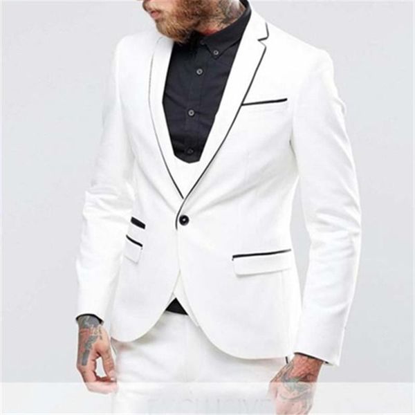 white men suit with blazer slim fit formal tuxedos wedding prom latest coat pant designs custom made clothes men's suits & blazers, White;black
white men suit with blazer slim fit formal tuxedos wedding prom latest coat pant designs custom made clothes men's suits & blazers, White;black
