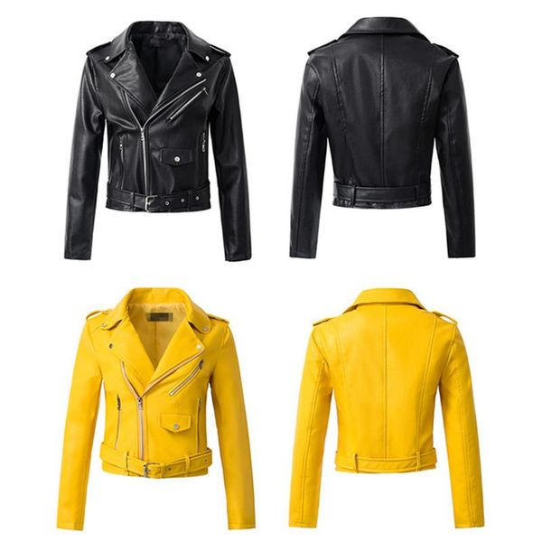 women's leather & faux women slim jacket ladies short small coat pu motorcycle clothing spring trend y783, Black
women's leather & faux women slim jacket ladies short small coat pu motorcycle clothing spring trend y783, Black
