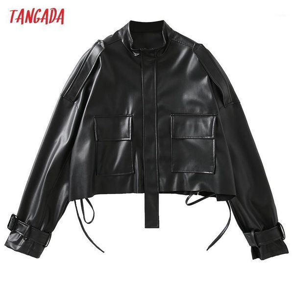 women's jackets tangada women black faux leather oversized crop jacket coat zipper ladies long sleeve oversize boy friend ch21, Black;brown
women's jackets tangada women black faux leather oversized crop jacket coat zipper ladies long sleeve oversize boy friend ch21, Black;brown